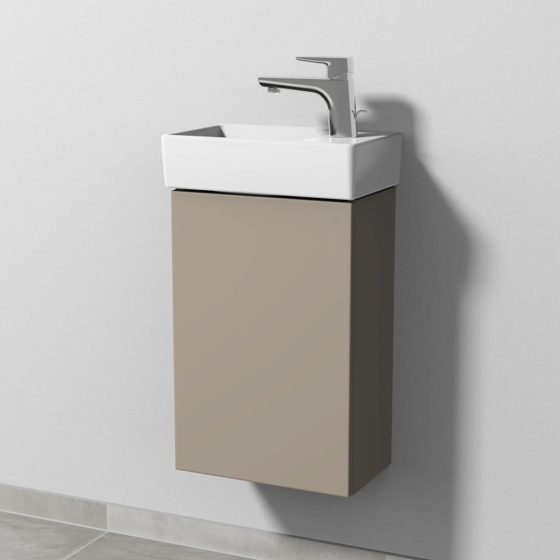 Sanipa Waschtischunterschrank „3way“ passend zu Keramik-Waschtische Avento von Villeroy & Boch 340 × 510 × 202 mm in Sandgrau (matt), Anschlag links
