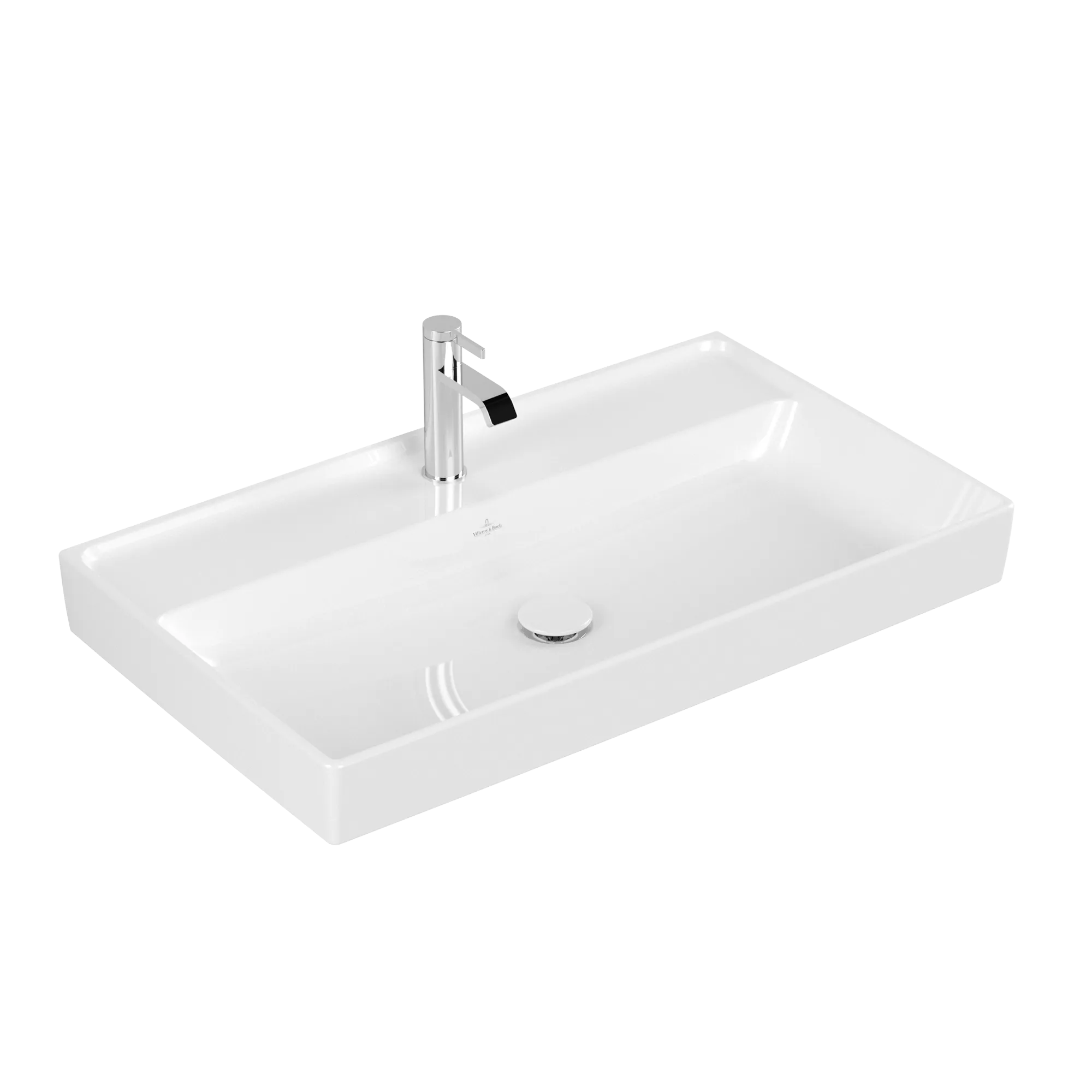 Villeroy & Boch Collaro Schrankwaschtisch, 800x465x160 mm, weiß Alpin CeramicPlus, TitanCeram, glänzend, 3-Loch-Armatur