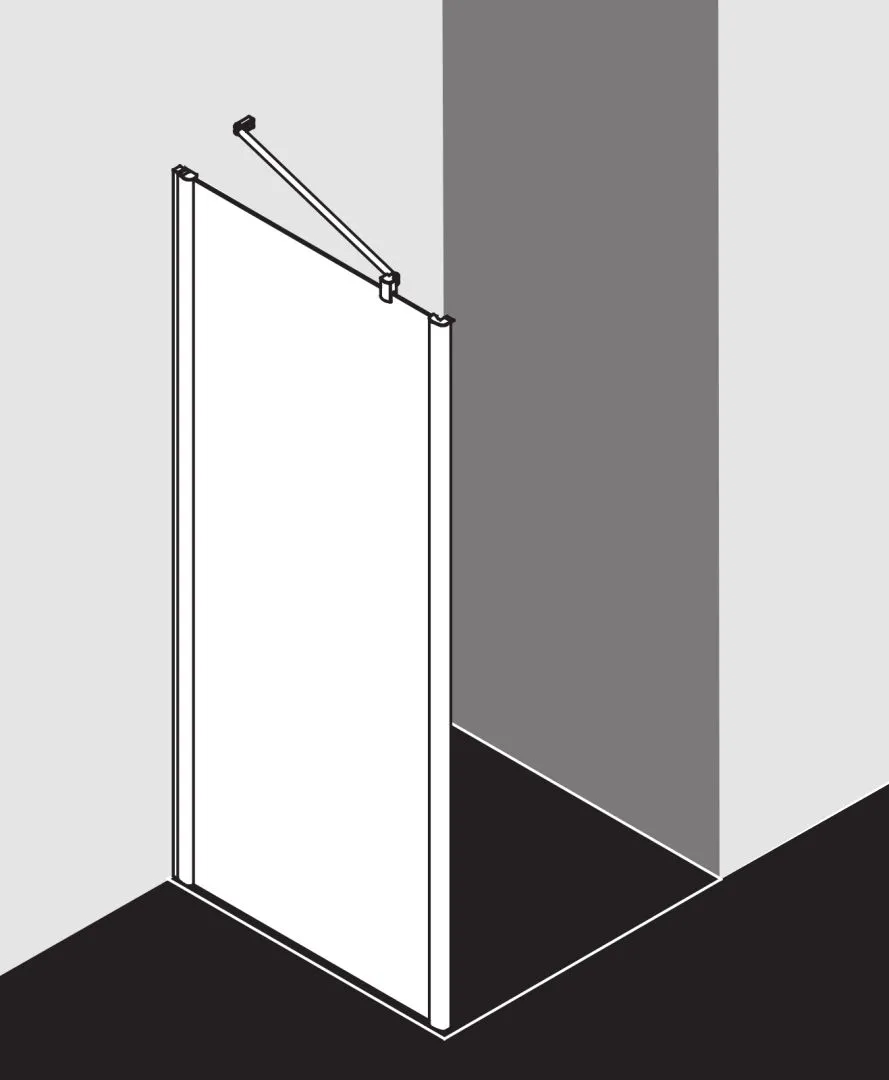 Kermi Seitenwand für Ecke „PEGA“ Glas Klar, Profile Silber Hochglanz, BV: 665 - 690 mm GAK: 650 - 675 mm WE: 675 - 700 mm H: 1850 mm