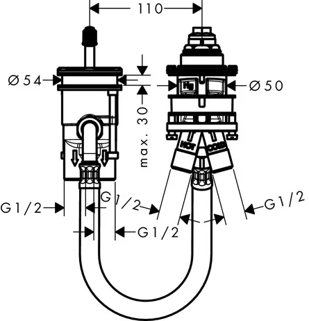Hansgrohe Mischer Grundkörper für 2-Loch Wannenrandarmatur DN15 Hansgrohe Mischer Grundkörper für 2-Loch Wannenrandarmatur DN15