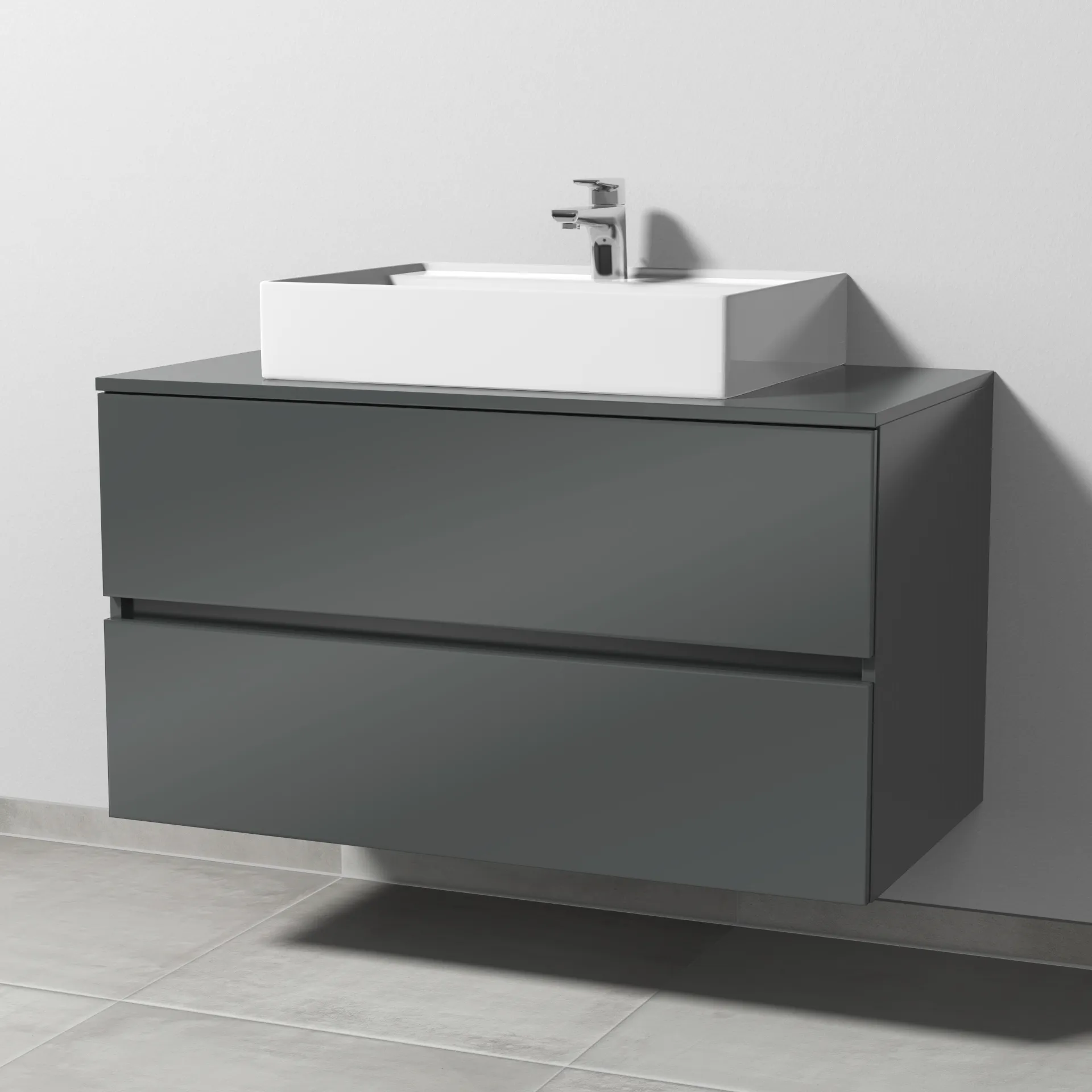 Sanipa Waschtischunterschrank „Solo One“ 1000 × 561 × 520 mm in Anthrazit (glanz)
