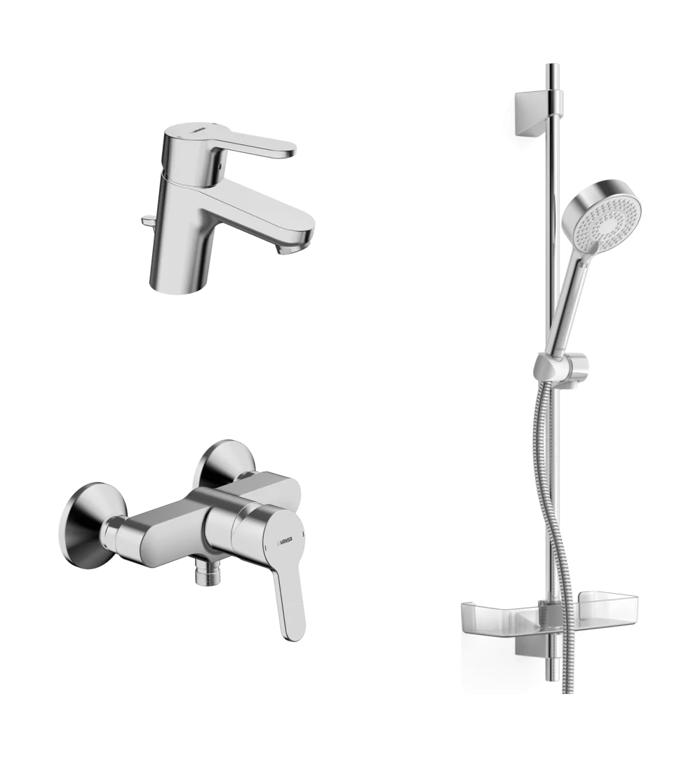 HansaPRIMO Wasserhahn-Set Badezimmer Armaturen Paket HansaPRIMO 4901 DN15 Chrom