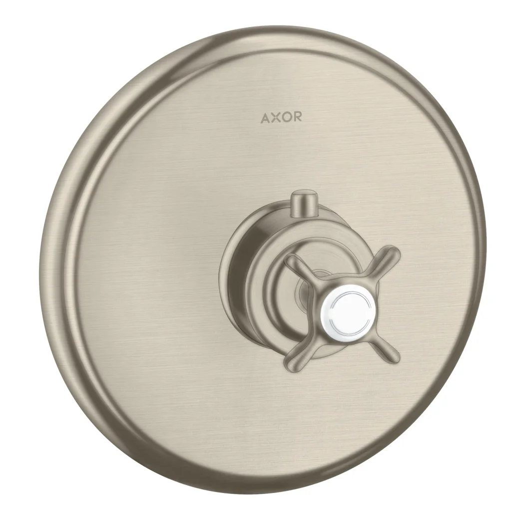 Hansgrohe AXOR Montreux Thermostat Unterputz, Brushed Nickel, 1 Verbraucher, max. Durchfluss 43 l/min bei 3 bar, einstellbare Temperaturbegrenzung, Rückflussverhinderer, Schalldämpfer