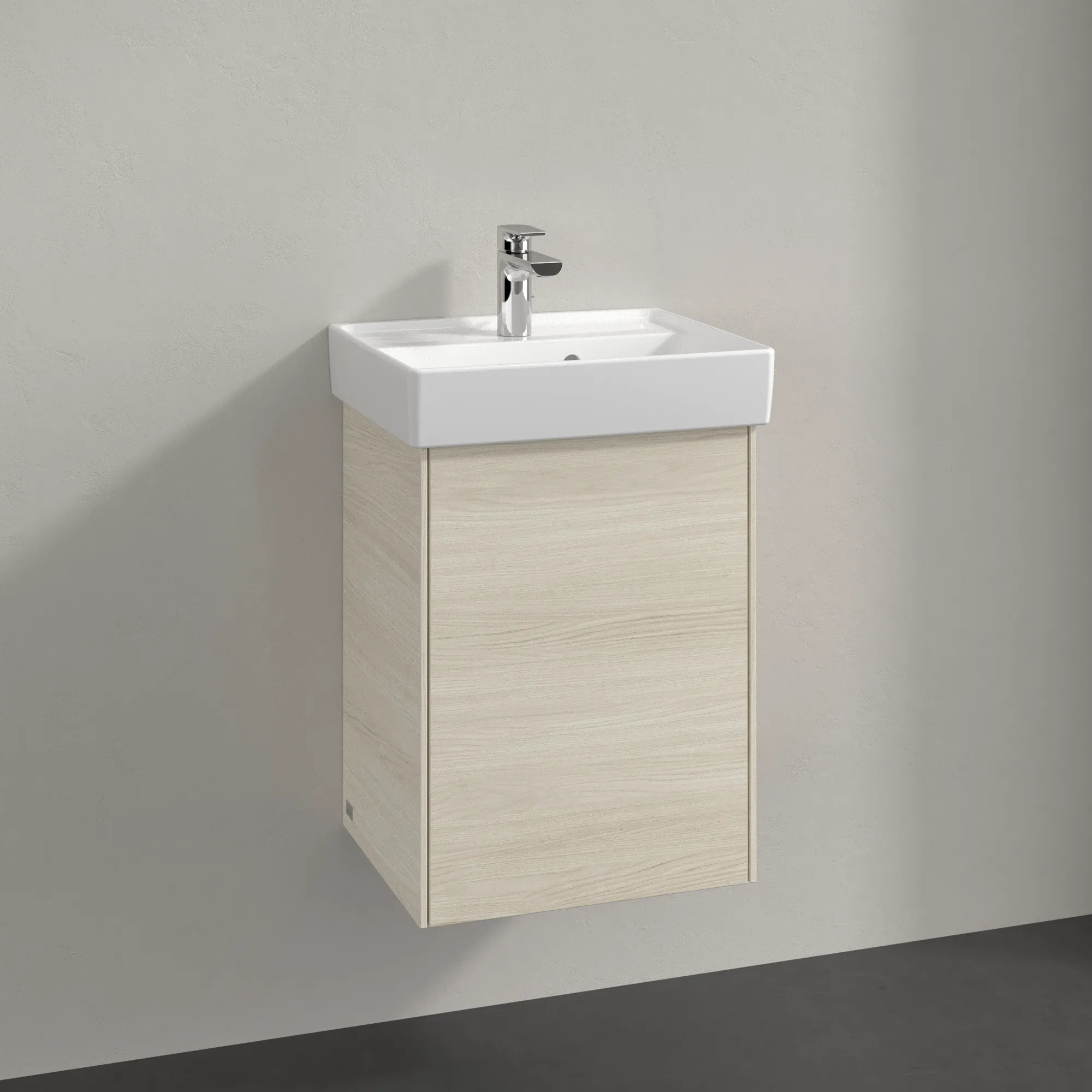 Villeroy & Boch Waschtischunterschrank mit Tür „Collaro“ 410 × 546 × 344 mm White Oak, für Becken mittig, Anschlag links, ohne Beleuchtung Villeroy & Boch Waschtischunterschrank mit Tür „Collaro“ 410 × 546 × 344 mm White Oak, für Becken mittig, Anschlag links, ohne Beleuchtung