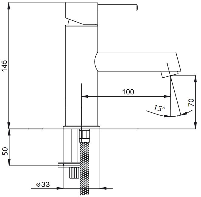 Waschtisch-Einhandbatterie AqvaDesign - 25 mm Kartusche mit keramischen Scheiben - ohne Ablaufgarnitur - flexible Druckschläuche 3/8", DVGW W270 - chrom