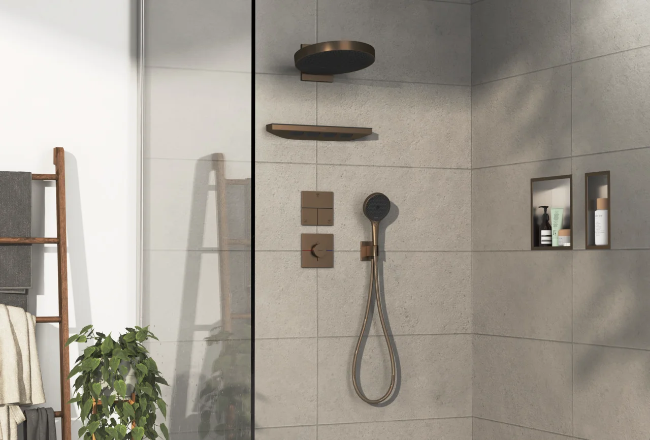 Hansgrohe ShowerSelect Comfort E Ventil Unterputz, Brushed Bronze, 3 Verbraucher, 26 l/min Durchfluss, 1-10 bar Betriebsdruck Hansgrohe ShowerSelect Comfort E Ventil Unterputz, Brushed Bronze, 3 Verbraucher, 26 l/min Durchfluss, 1-10 bar Betriebsdruck