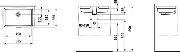 Einbauwaschtisch von unten LIVING CITY 360x535x155 ohne Hahnloch mit Überlauf weiß Einbauwaschtisch von unten LIVING CITY 360x535x155 ohne Hahnloch mit Überlauf weiß