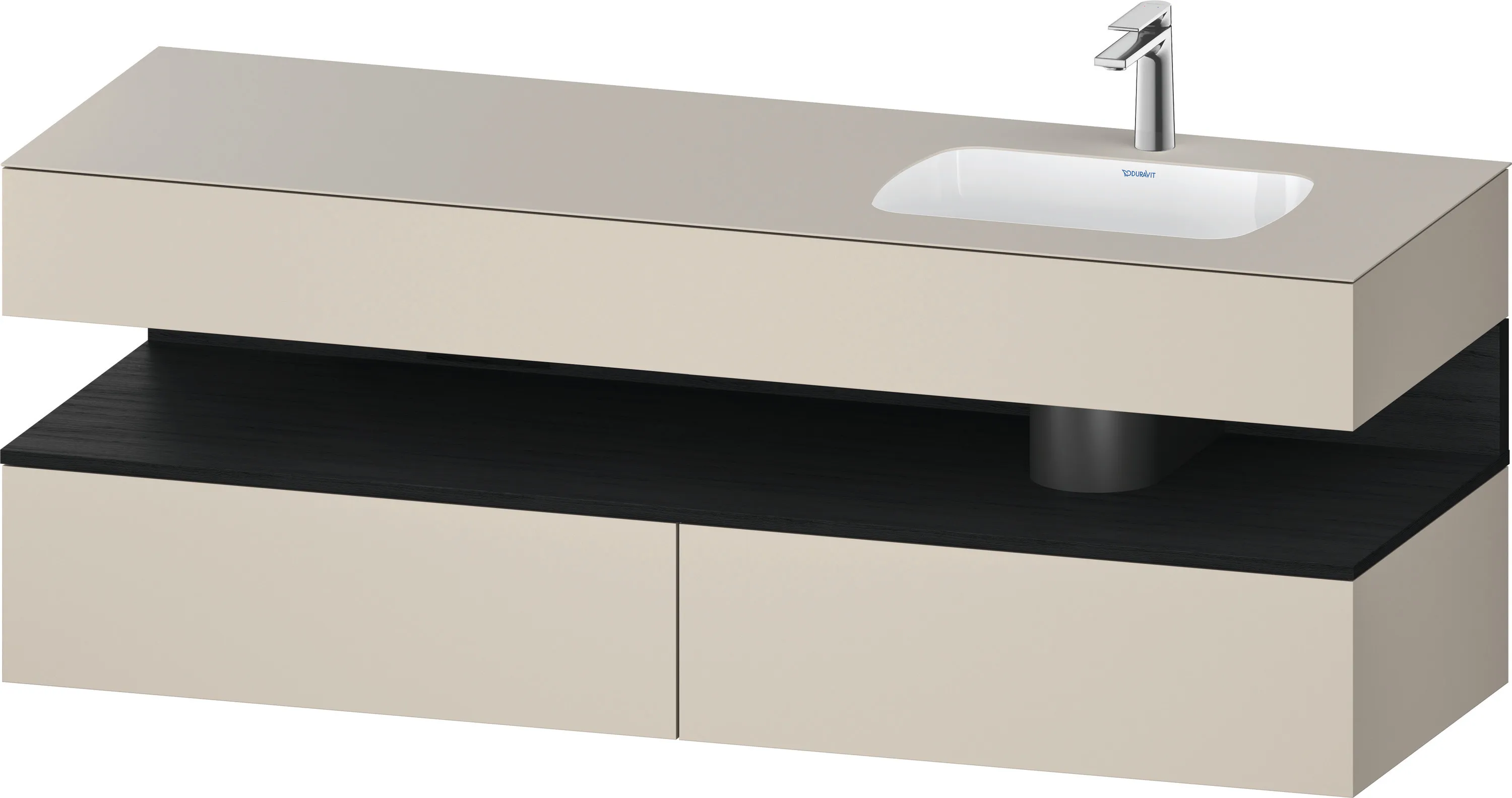 Einbauwaschtisch mit Konsolenwaschtischunterbau „Qatego“ 160 × 55 × 60 cm, mit Beleuchtung