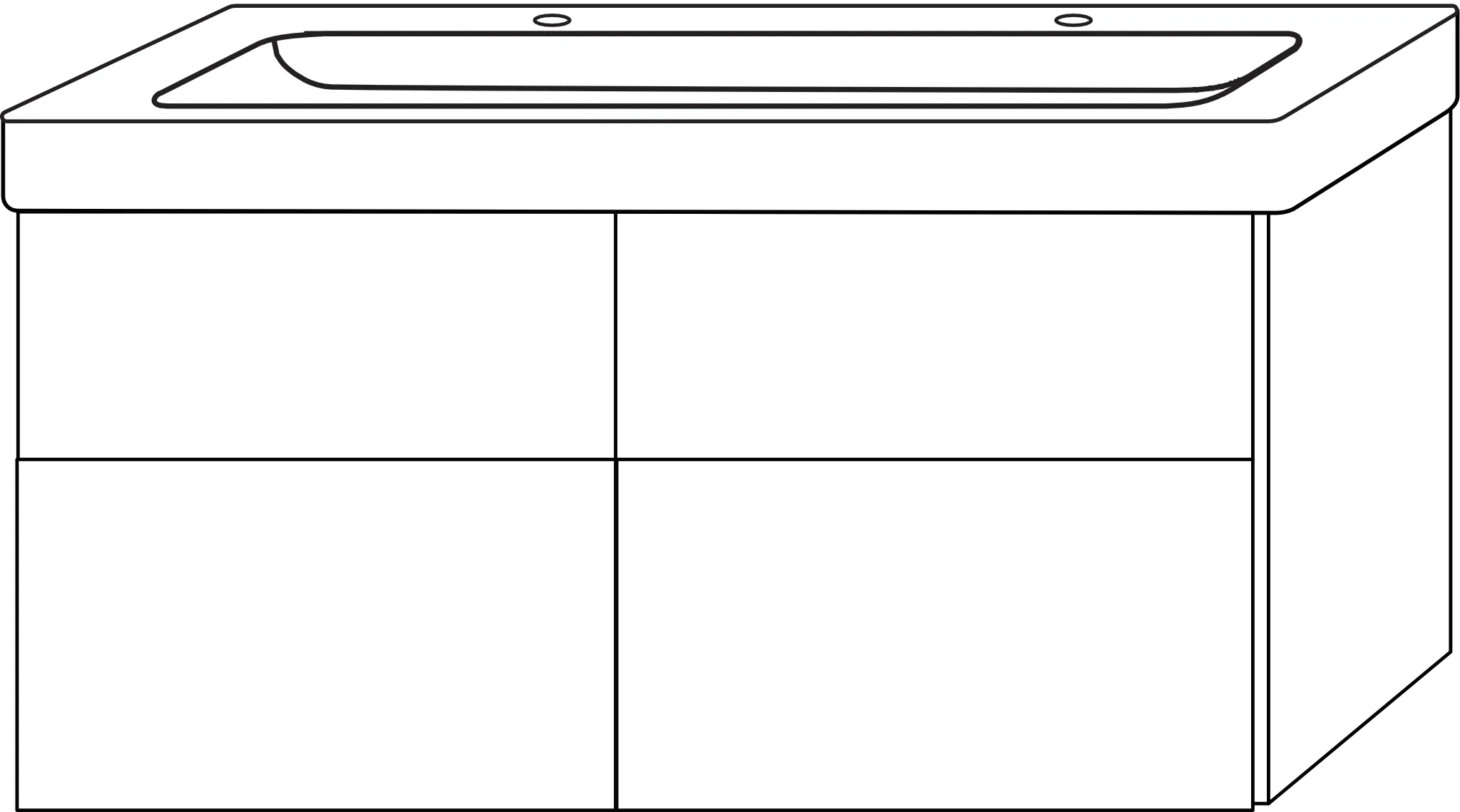 Waschtischunterbau mit Auszügen 3way (BP979) 593x1150x462 Graphit-Matt