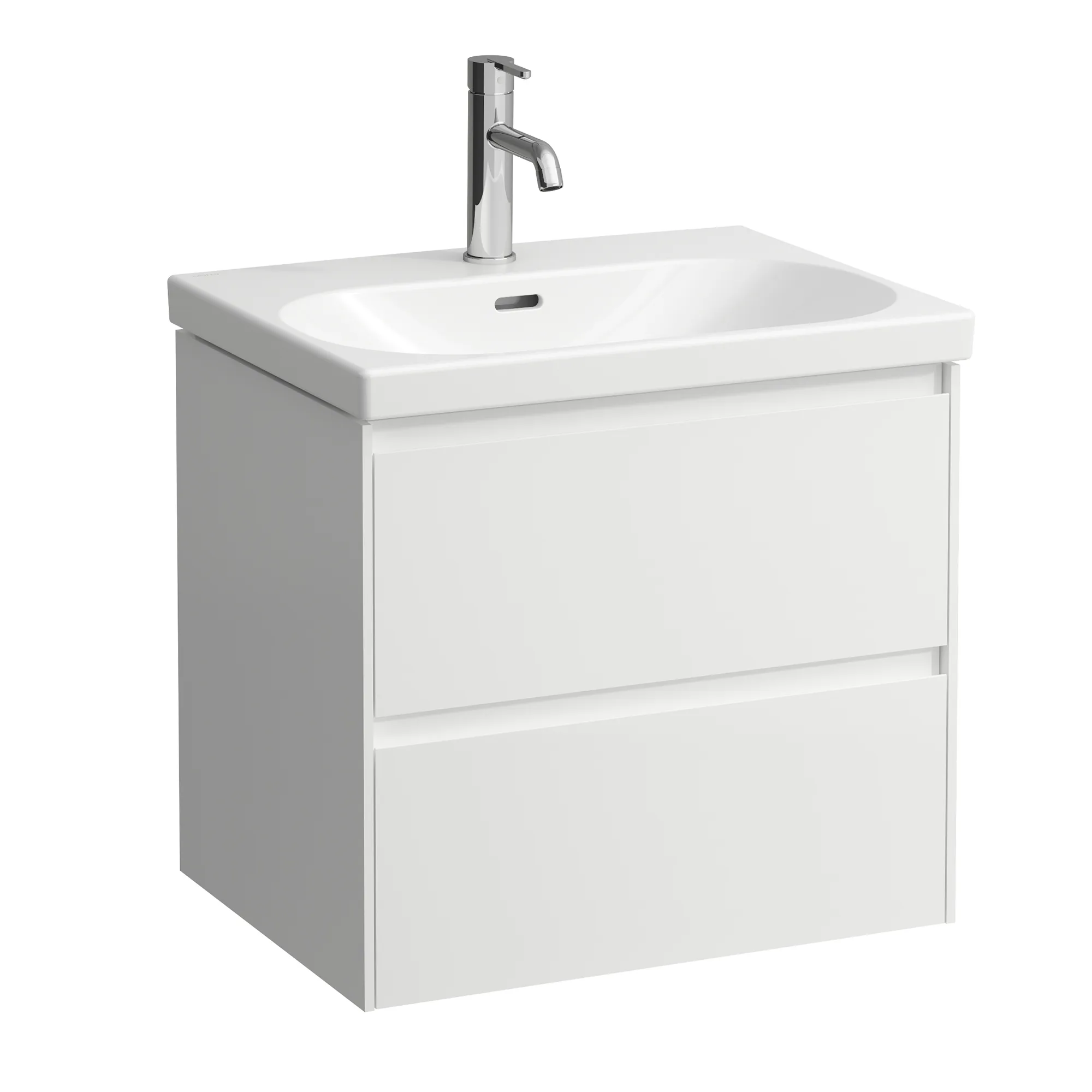 Waschtischunterbau LANI 442x584x515 mit 2 Schubladen integrierter Griffleiste Vollauszug und Soft-Close für Waschtisch LUA H810083 weiß matt Front- & Korpusfarbe: Weiß matt Waschtischunterbau LANI 442x584x515 mit 2 Schubladen integrierter Griffleiste Vollauszug und Soft-Close für Waschtisch LUA H810083 weiß matt Front- & Korpusfarbe: Weiß matt