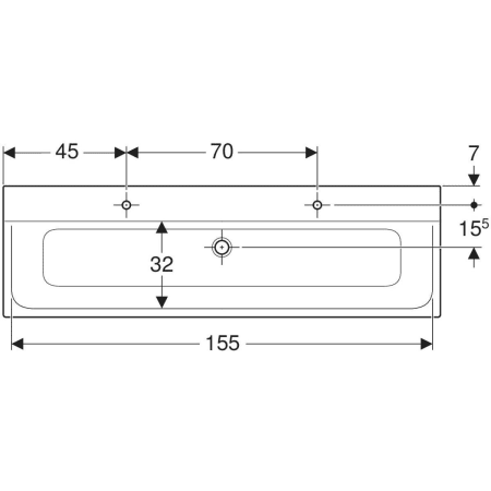 Xeno² Möbelwaschtisch: B=160cm, T=48cm, Hahnloch=links und rechts, Überlauf=ohne, weiß / matt Xeno² Möbelwaschtisch: B=160cm, T=48cm, Hahnloch=links und rechts, Überlauf=ohne, weiß / matt
