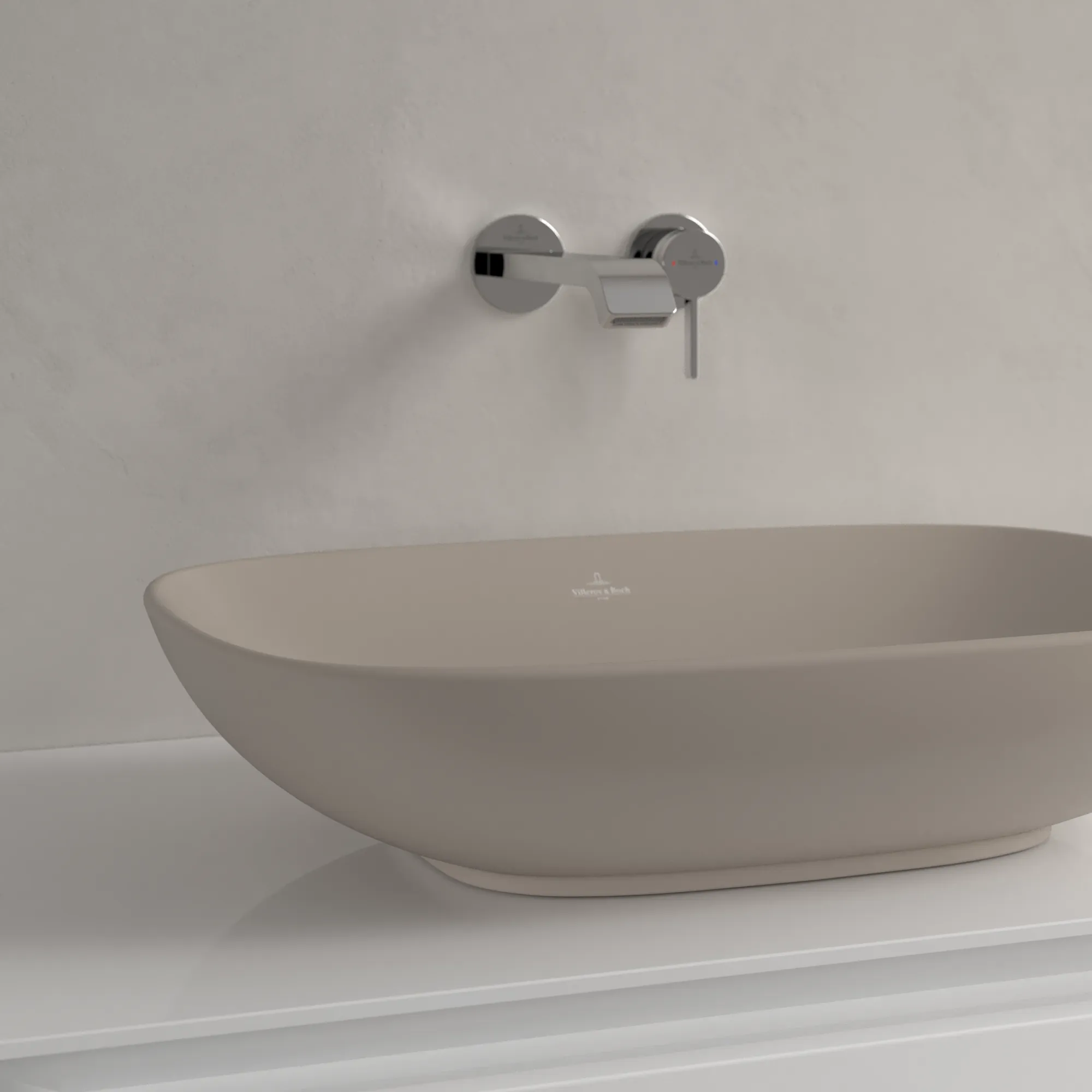 Villeroy & Boch Aufsatzwaschbecken Loop & Friends Almond CeramicPlus 560x380x150mm matt TitanCeram mit Überlauf