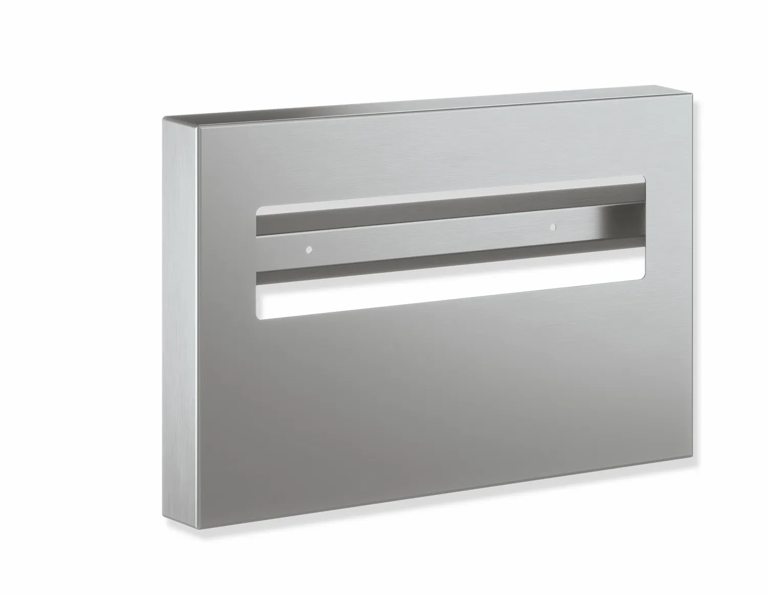 Toilettensitzauflagenspender, Edelstahl, matt geschliffen, Breite 400 mm, Höhe 280 mm, Tiefe 48 mm, Wandmontage Toilettensitzauflagenspender, Edelstahl, matt geschliffen, Breite 400 mm, Höhe 280 mm, Tiefe 48 mm, Wandmontage