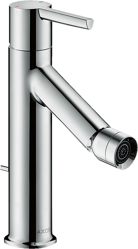 Hansgrohe AXOR Starck Bidetmischer, Einhebel-Bidetmischer mit Hebelgriff und Zugstangen-Ablaufgarnitur, Chrom, Ausladung 104 mm, Auslaufhöhe 65 mm