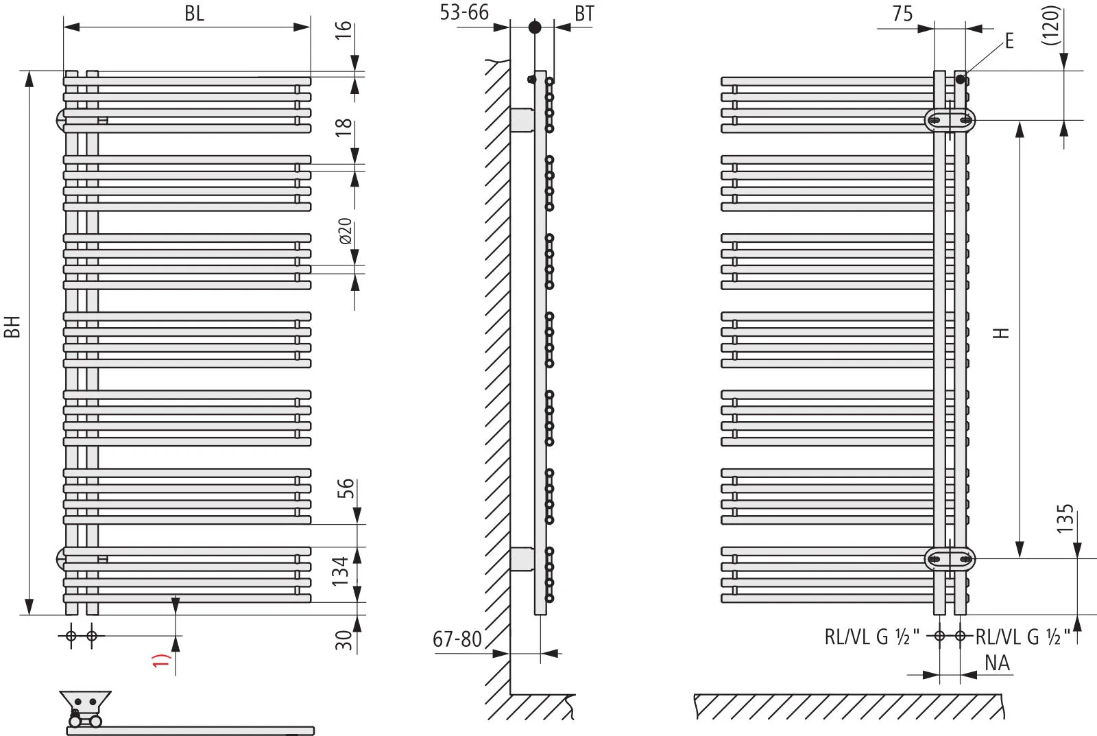 Kermi Design-Heizkörper „Diveo®“ 45 × 94 cm in Weiß Kermi Design-Heizkörper „Diveo®“ 45 × 94 cm in Weiß