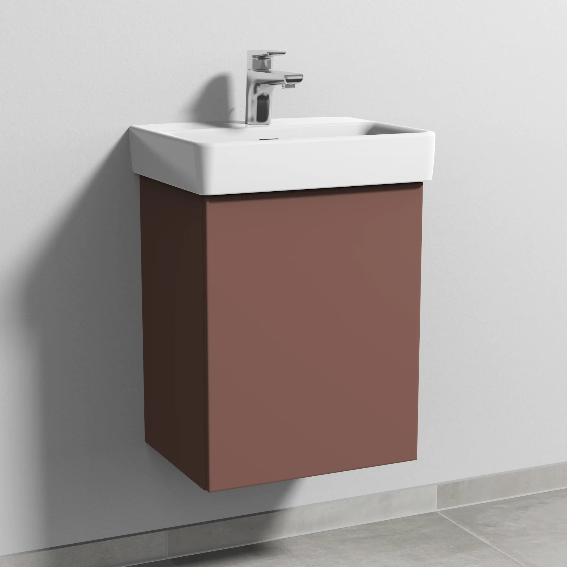 Sanipa Waschtischunterschrank „3way“ passend zu Keramik-Waschtische Pro S von 410 × 520 × 317 mm in Wine-Red, Anschlag rechts