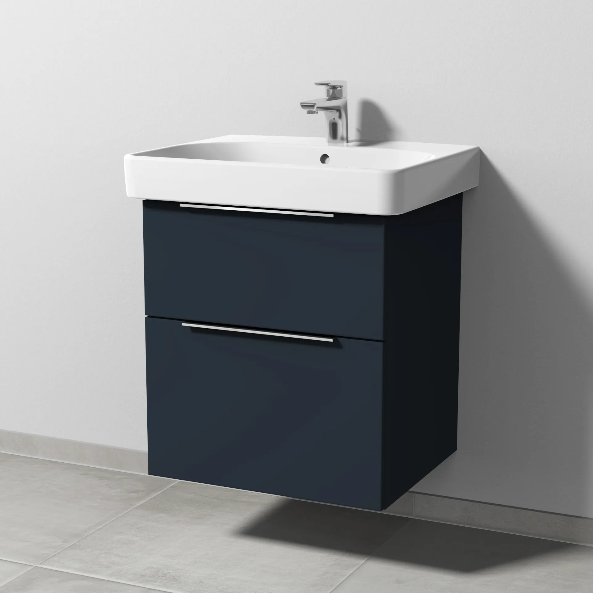 Sanipa Waschtischunterschrank „3way“ passend zu Keramik-Waschtische Smyle Square von Geberit 525 × 593 × 442 mm in Marine (matt)