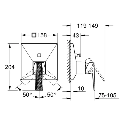 Einhand-Wannenbatterie Allure Brilliant Private Collection 24425, Fertigmontageset für Rapido SmartBox, Griff mit Rändelstruktur, chrom Einhand-Wannenbatterie Allure Brilliant Private Collection 24425, Fertigmontageset für Rapido SmartBox, Griff mit Rändelstruktur, chrom