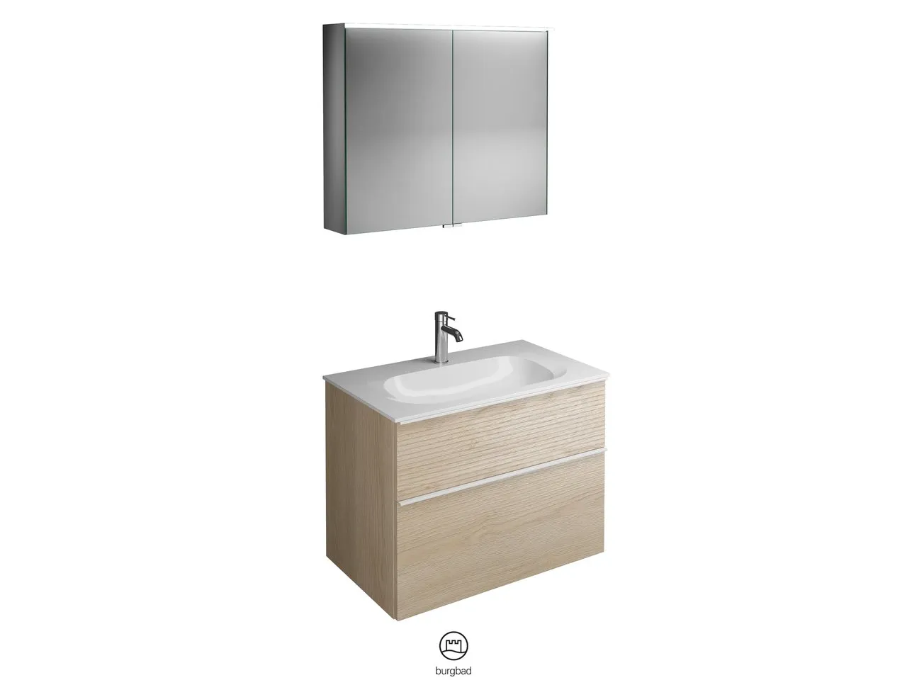 burgbad Badmöbelset „Fiumo“ Griff, Schwarz Matt (230 mm), in Rauchgrün Softmatt burgbad Badmöbelset „Fiumo“ Griff, Schwarz Matt (230 mm), in Rauchgrün Softmatt