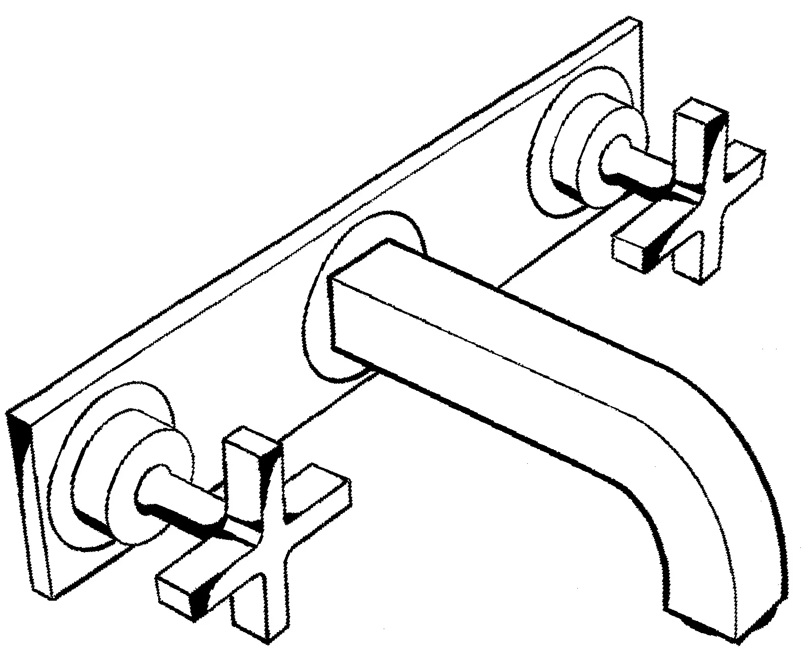3-Loch Waschtischarm.Axor Citterio Wand F-Set kurz chrom m.Platte/Kreuzgr. 3-Loch Waschtischarm.Axor Citterio Wand F-Set kurz chrom m.Platte/Kreuzgr.