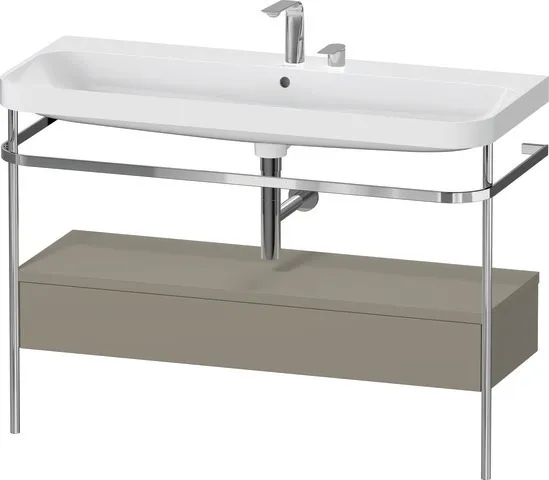 Duravit Waschtischunterschrank c-shaped Set mit Metallkonsole und Schubkasten „Happy D.2 Plus“ 117,5 × 85 × 49 cm Steingrau Seidenmatt
