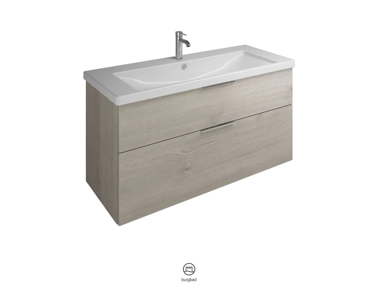 burgbad Badmöbelset Keramik-Waschtisch inkl. Waschtischunterschrank „Eqio“ 123 × 64,5 × 49 cm Griffleiste, Schwarz Matt, in Eiche Dekor Cashmere burgbad Badmöbelset Keramik-Waschtisch inkl. Waschtischunterschrank „Eqio“ 123 × 64,5 × 49 cm Griffleiste, Schwarz Matt, in Eiche Dekor Cashmere