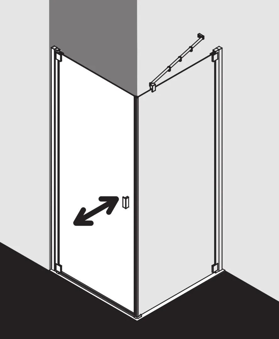 Kermi Duschtür 1-flügelig links für Ecke „RAYA“ Glas Klar, Profile Silber Hochglanz, BV: 770 - 800 mm GAK: 755 - 785 mm WE: 780 - 810 mm H: 1850 mm