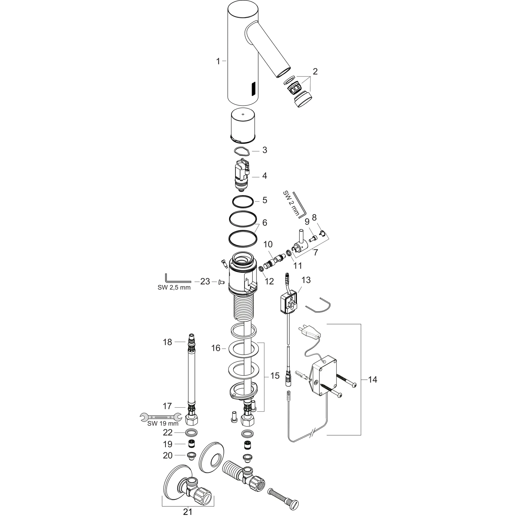 Waschtischmischer Axor Starck Elektronik Netzbetrieb chrom