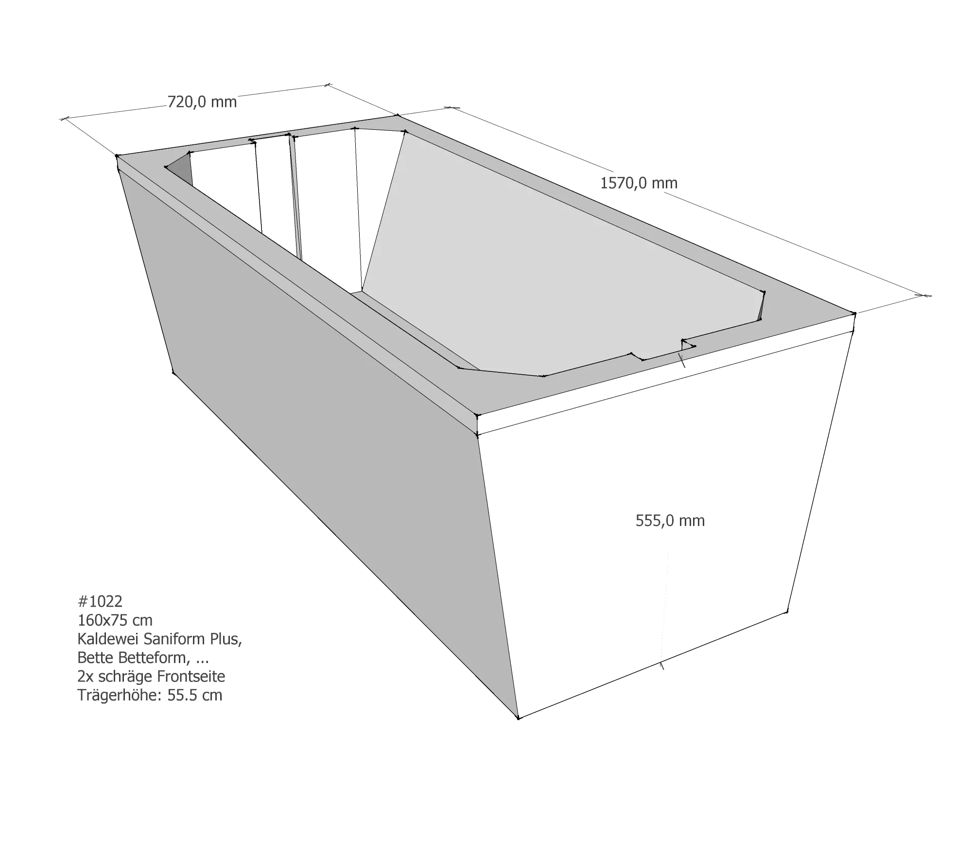 Badewannenträger für BetteForm 160 × 75 cm Badewannenträger für BetteForm 160 × 75 cm