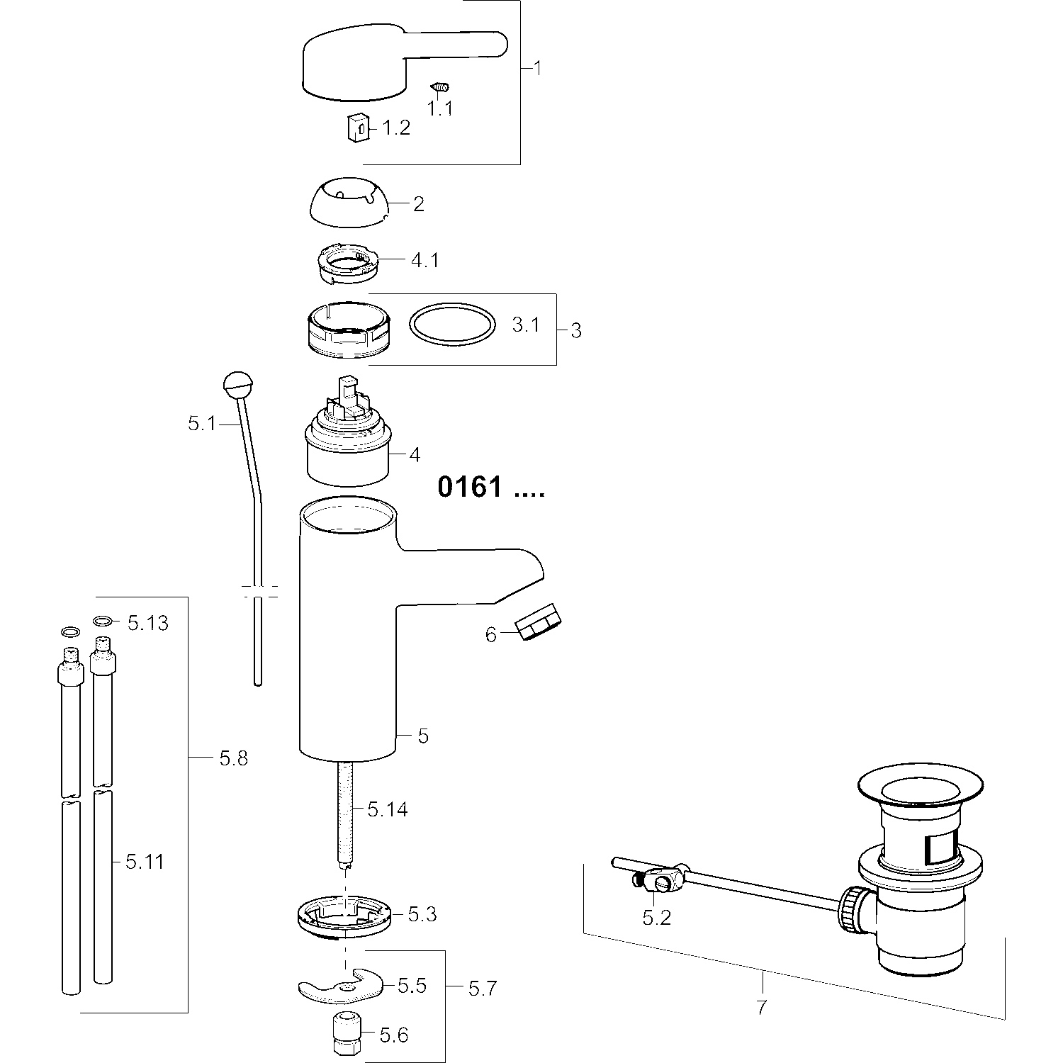 HA Einhebelmischer Waschtischbatterie HANSAMEDIPRO 0161 Kupferrohr Zugstangenablaufgarnitur Ausladung 120 mm DN15 Chrom