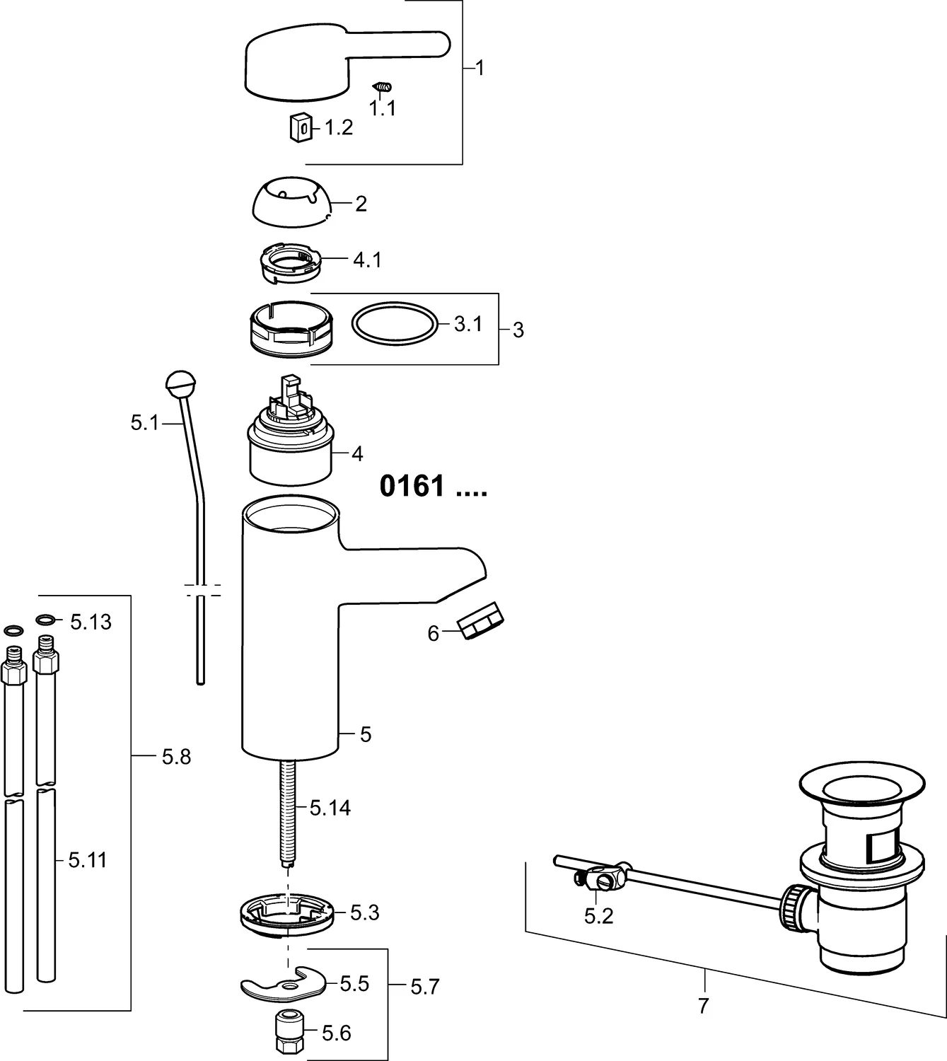 HansaMEDIPRO Waschtischarmatur HansaMEDIPRO 0161 Kupferrohr Zugstangenablaufgarnitur Ausladung 120 mm DN15 Chrom