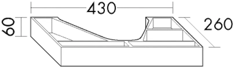 Inneneinteilung ACGR026 von burgbad - Zubehör für Schubladen mit Siphonausschnitt, schwarz, 430 x 260 mm, Höhe 60 mm