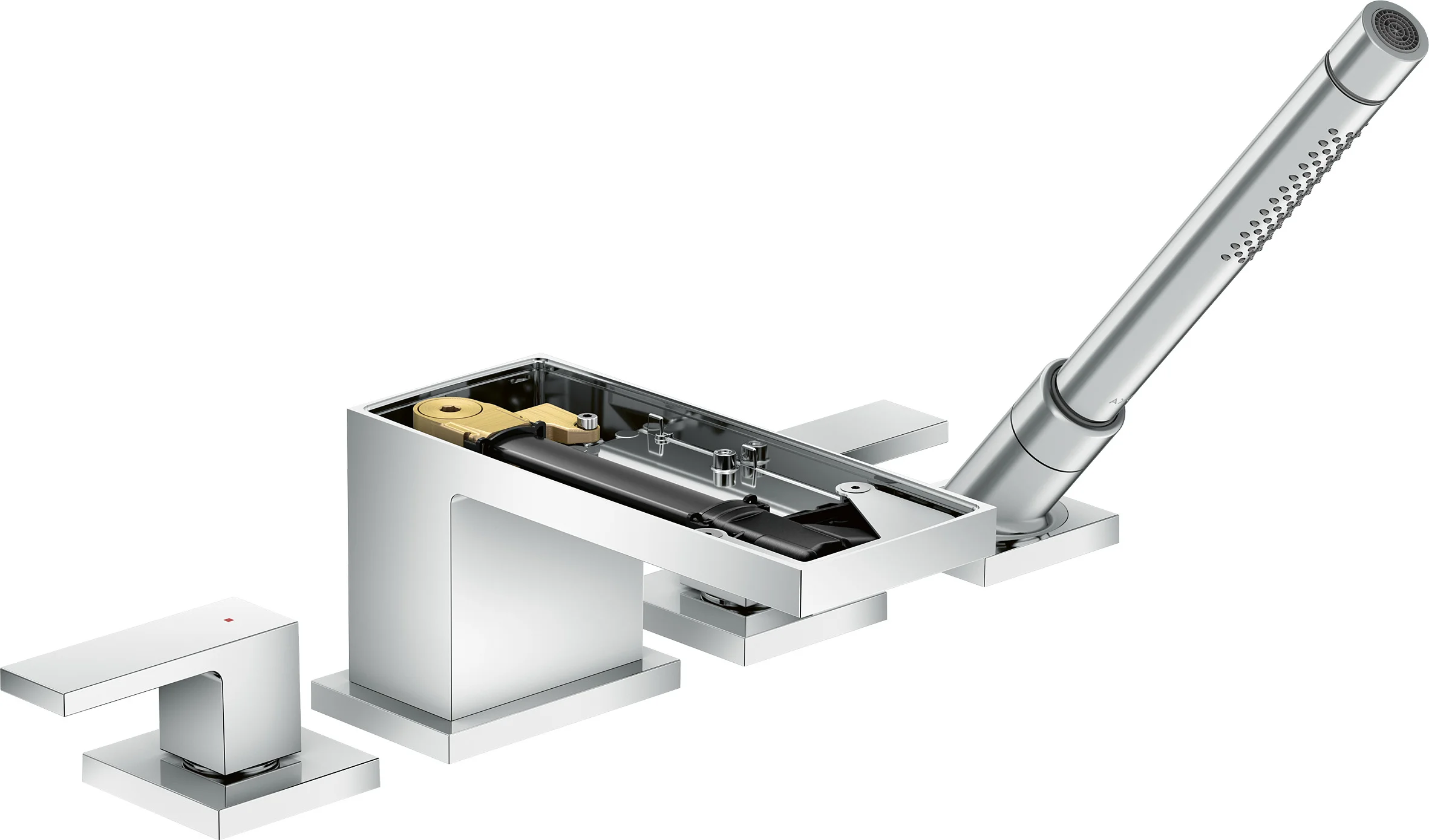 Hansgrohe AXOR MyEdition 4-Loch Wannenrandarmatur Chrom, Ausladung 151 mm, max. Durchfluss 22 l/min, Wannenrandmontage Hansgrohe AXOR MyEdition 4-Loch Wannenrandarmatur Chrom, Ausladung 151 mm, max. Durchfluss 22 l/min, Wannenrandmontage