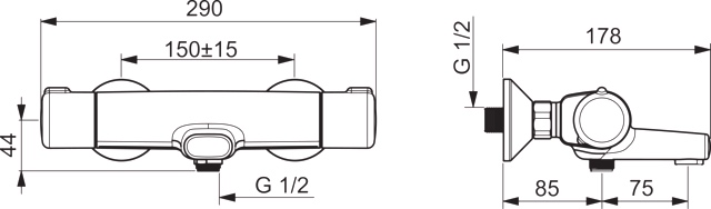 HA Wafü und Brausebatterie HANSAMICRA 5816 Ausladung 159 mm DN15 Chrom