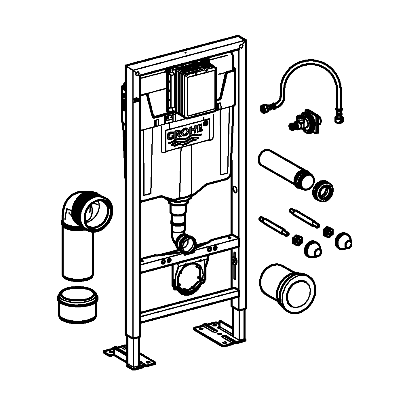 Wand-WC-Element Rapid SL 38584_1, Spülkasten GD 2, 1,13 m Bauhöhe, für freistehende, Vorwand- oder Ständerwandmontage