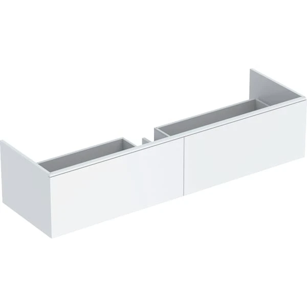 Xeno² Unterschrank für Waschtisch aus Mineralwerkstoff, mit zwei Schubladen: B=159.5cm, H=35cm, T=47.3cm, weiß / lackiert matt