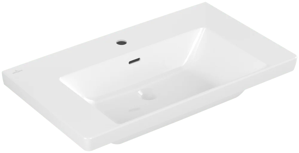 Villeroy & Boch Schrankwaschtisch Subway 3.0, 800x470x165mm, glänzend weiß Alpin, mit Überlauf, TitanCeram, für 3-Loch-Armatur Villeroy & Boch Schrankwaschtisch Subway 3.0, 800x470x165mm, glänzend weiß Alpin, mit Überlauf, TitanCeram, für 3-Loch-Armatur