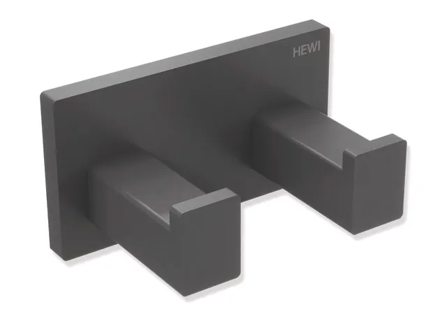 Doppelhaken, Edelstahl, pulverbeschichtet, Breite 75 mm, Tiefe 44 mm, in Farbe DC (Schwarz tiefmatt) Doppelhaken, Edelstahl, pulverbeschichtet, Breite 75 mm, Tiefe 44 mm, in Farbe DC (Schwarz tiefmatt)
