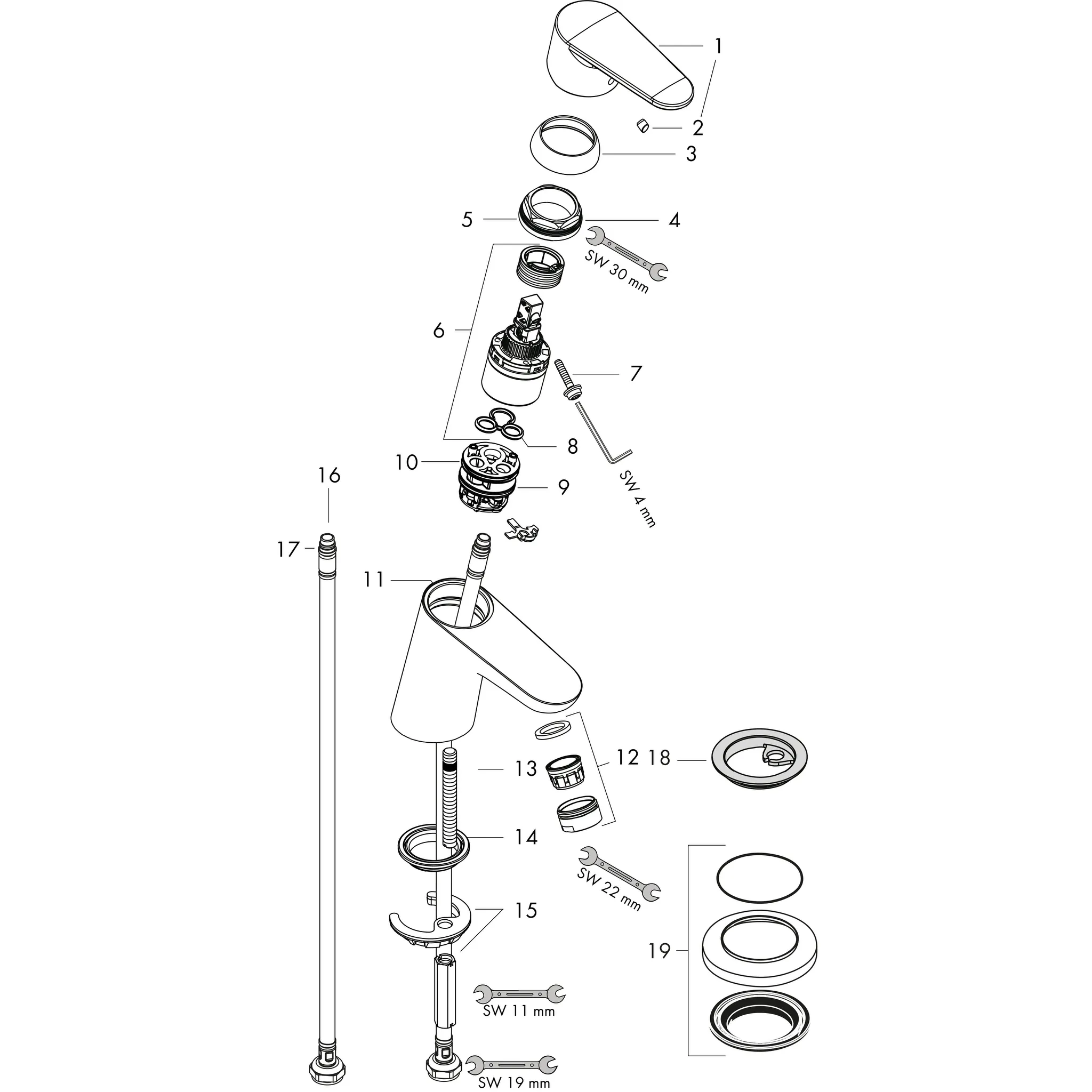 Waschtischmischer Focus 70 mit Push-Open Ablaufgarnitur chrom Waschtischmischer Focus 70 mit Push-Open Ablaufgarnitur chrom