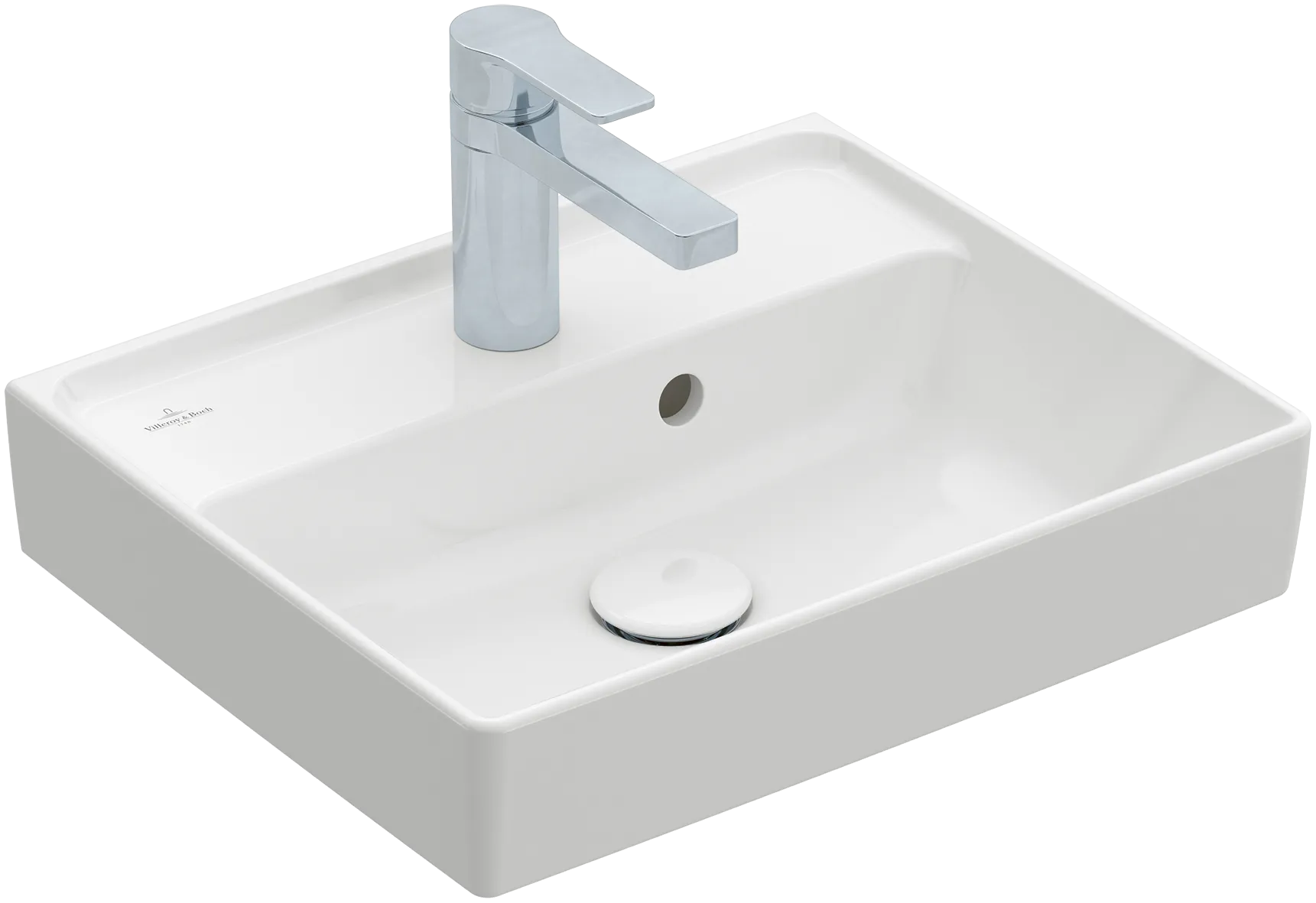 Villeroy & Boch Handwaschbecken aus TitanCeram „Collaro“ 450 × 370 × 150 mm, mit Hahnlochbohrung, Hahnlochposition mittig in Weiß Alpin Villeroy & Boch Handwaschbecken aus TitanCeram „Collaro“ 450 × 370 × 150 mm, mit Hahnlochbohrung, Hahnlochposition mittig in Weiß Alpin