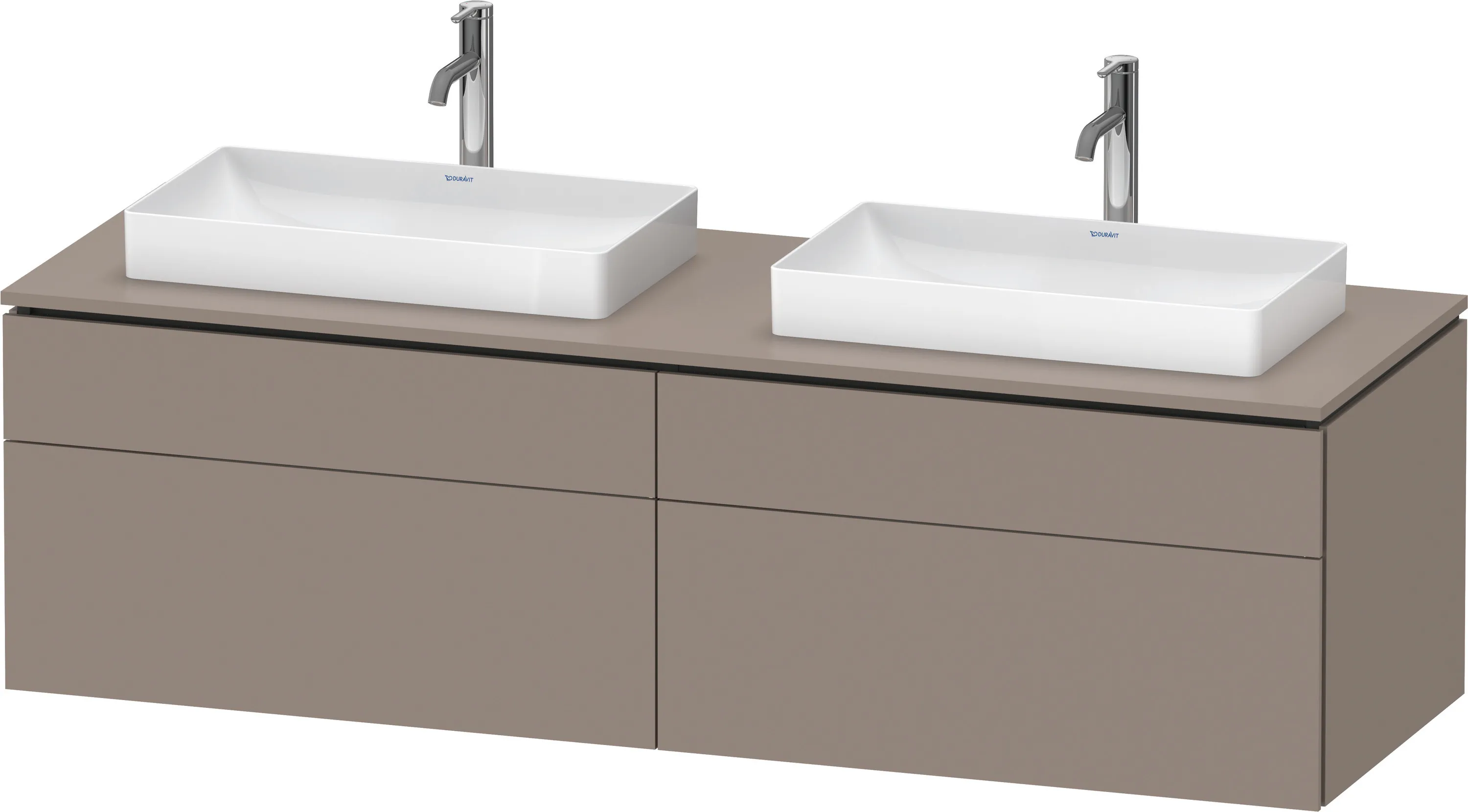 Duravit Waschtischunterschrank wandhängend „L-Cube“ 162 × 48,2 × 55 cm Basalt Matt, links und rechts