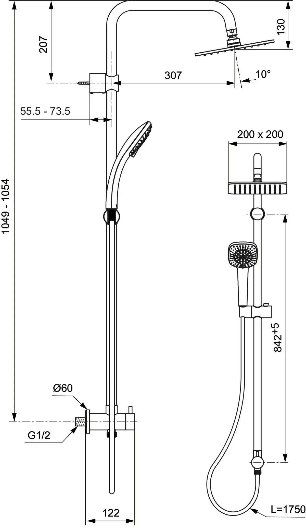Ideal Standard Duschsystem „Idealrain Cube“ Ideal Standard Duschsystem „Idealrain Cube“