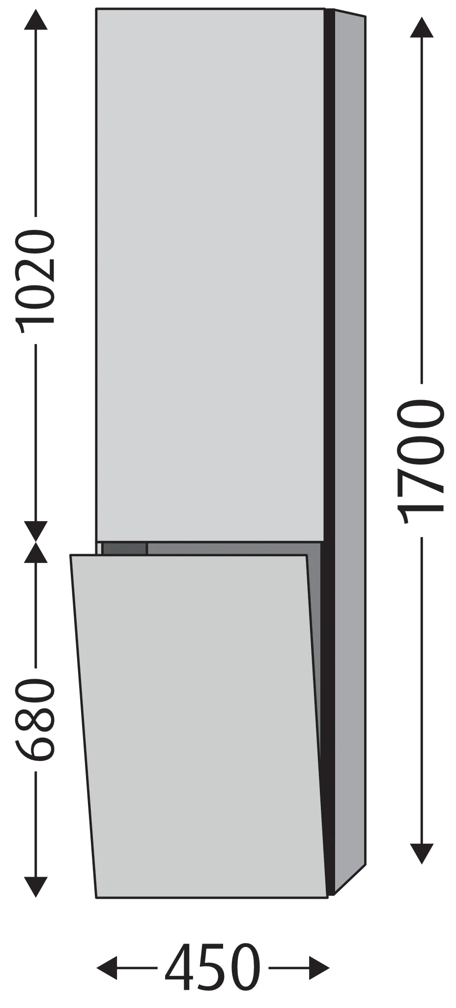 Stauraumschrank links 3way (UM184) 1700x450x345 Anthrazit-Matt