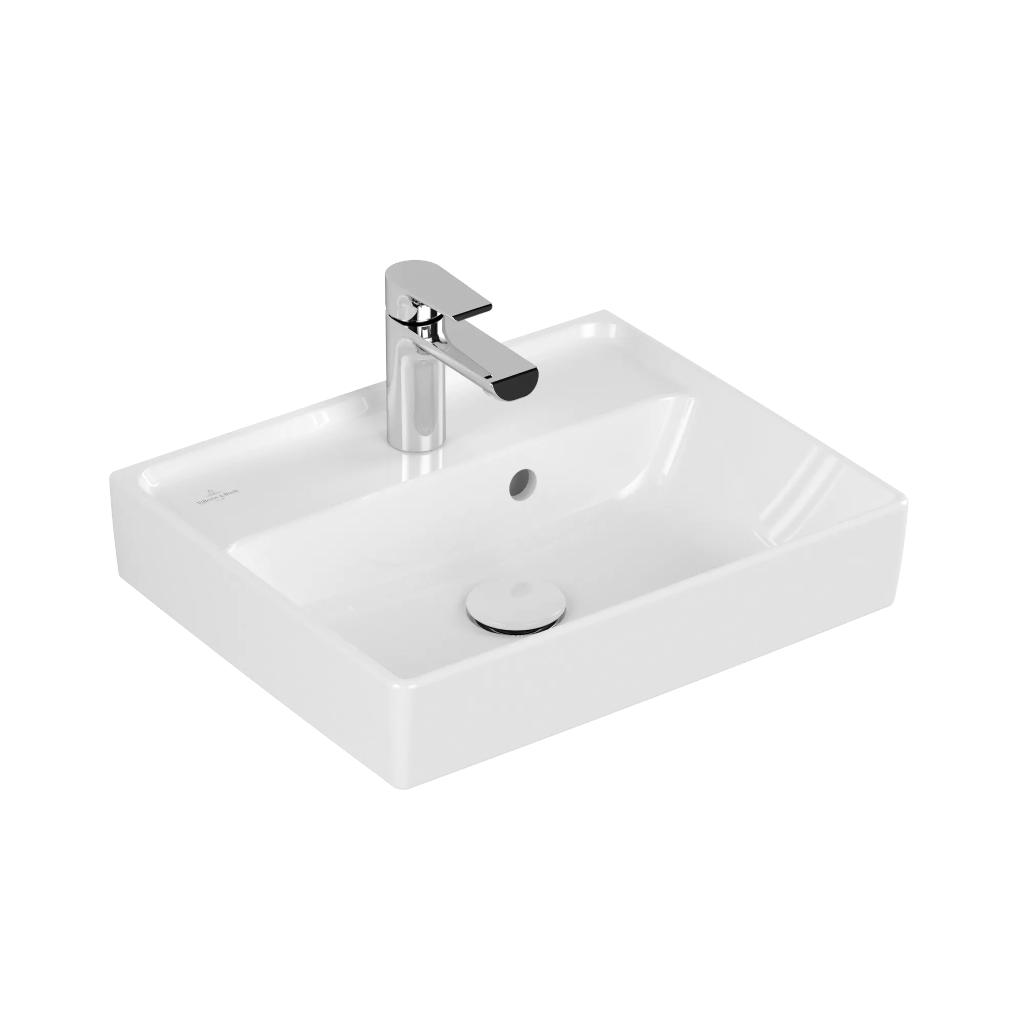 Villeroy & Boch Handwaschbecken Collaro, 450x370x150mm, weiß Alpin CeramicPlus, glänzend, mit Überlauf, für 1-Loch-Armatur