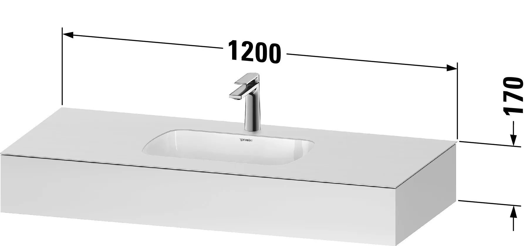 Einbauwaschtisch mit Konsole „Qatego“ 120 × 55 × 17 cm