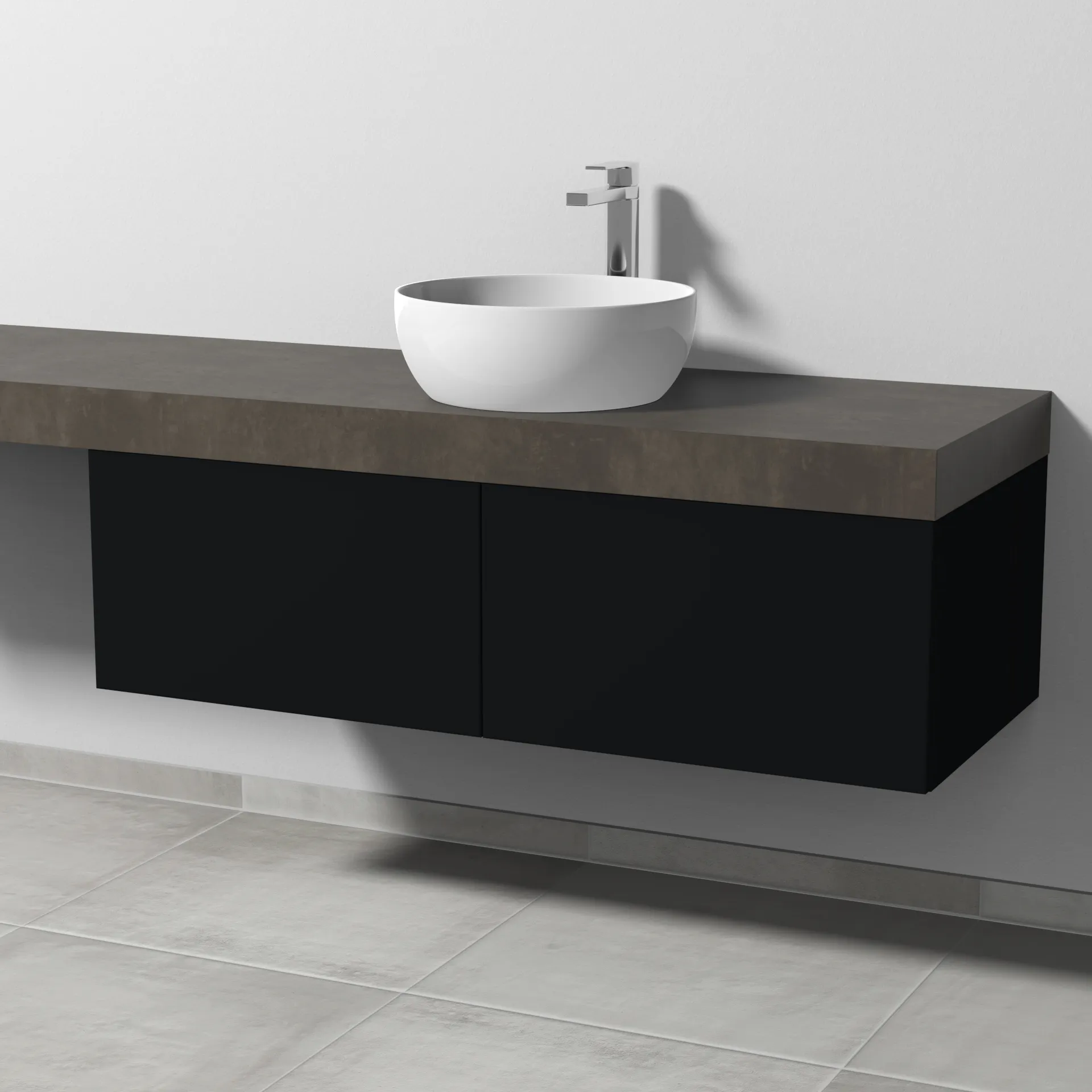 Sanipa Waschtischunterschrank „2morrow“ 1200 × 340 × 520 mm in Schwarz (matt)