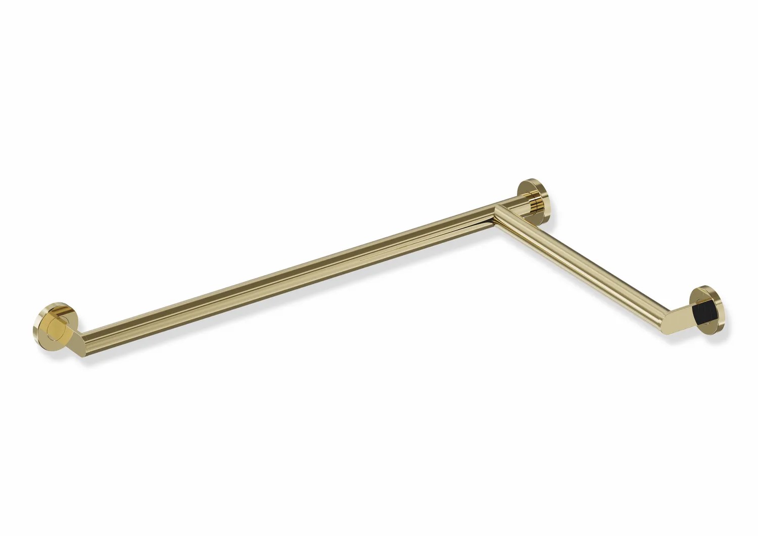 Dusch-, Wannenhandlauf des Systems 900, Edelstahl, PVD, waagerechte Längen 765 mm und 475 mm, D: 32 mm, Ausführung rechts, in Farbe CK (Messing glänzend) Dusch-, Wannenhandlauf des Systems 900, Edelstahl, PVD, waagerechte Längen 765 mm und 475 mm, D: 32 mm, Ausführung rechts, in Farbe CK (Messing glänzend)