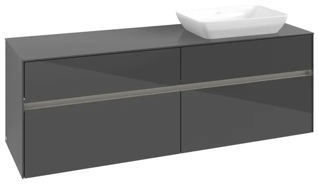 Villeroy & Boch Waschtischunterschrank „Collaro“ 1600 × 548 × 500 mm Glossy Grey, mit Beleuchtung, für Becken rechts Villeroy & Boch Waschtischunterschrank „Collaro“ 1600 × 548 × 500 mm Glossy Grey, mit Beleuchtung, für Becken rechts