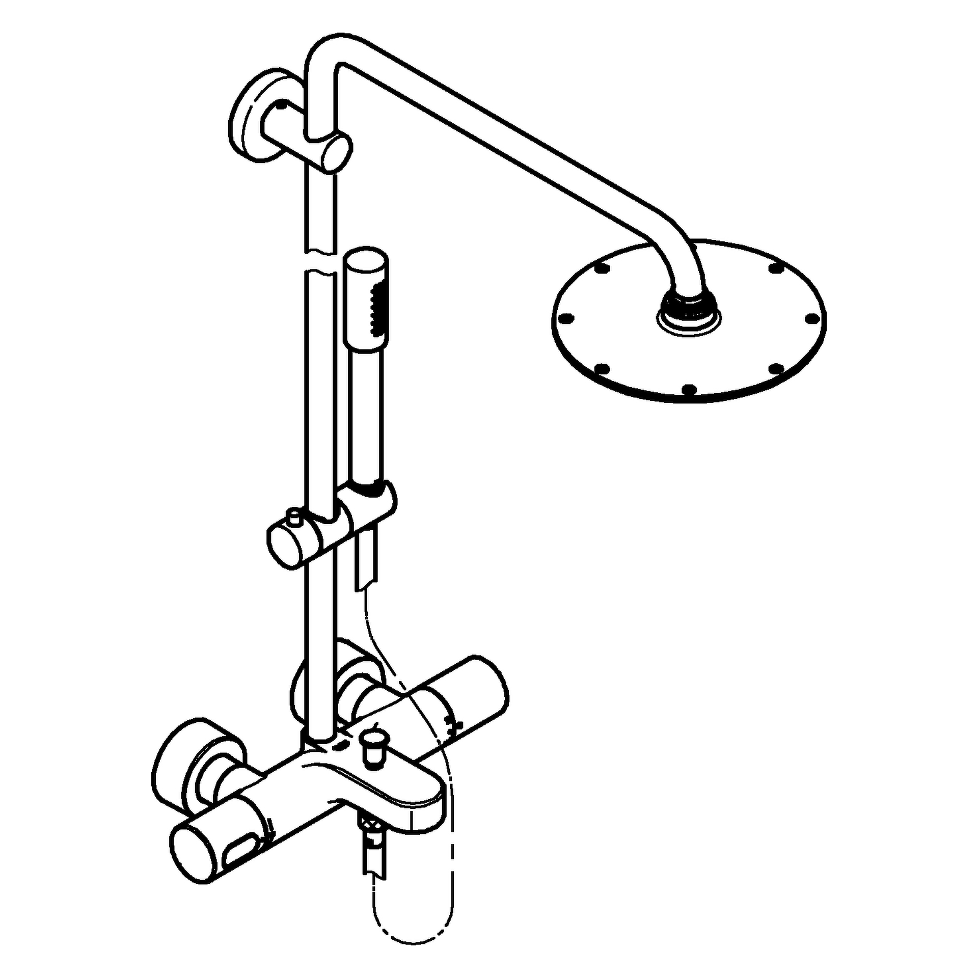 Duschsystem Rainshower System 210 27641, mit Aufputz-Thermostat-Wannenbatterie, Wandmontage, 450 mm Duscharm, chrom