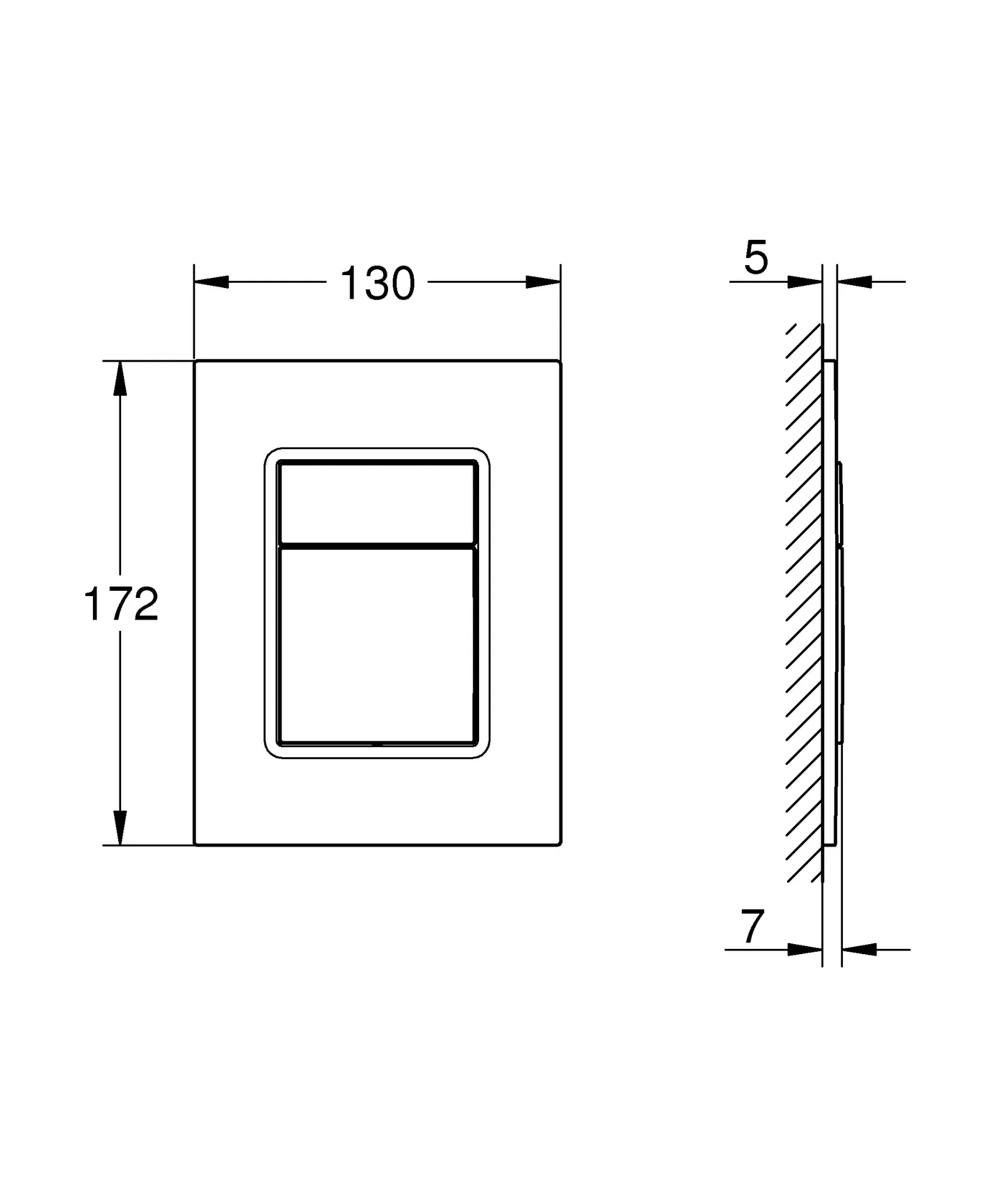 Grohe Skate Cosmopolitan S WC-Betätigung, 2-Mengen-Start & Stopp, warm sunset geb., Abdeckplatte für pneumatisches Ablaufventil AV1, Spülkasten GD 2, senkrechte Montage, 130 x 172 mm